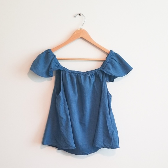 Madewell | Chambray Indigo Off the Shoulder Top - Picture 3 of 6